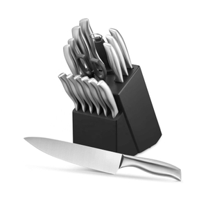 Кухонный король горячие продажи полый дизайн ручка 11 шт. Шеф-повар Santoku нож набор с деревянным блоком