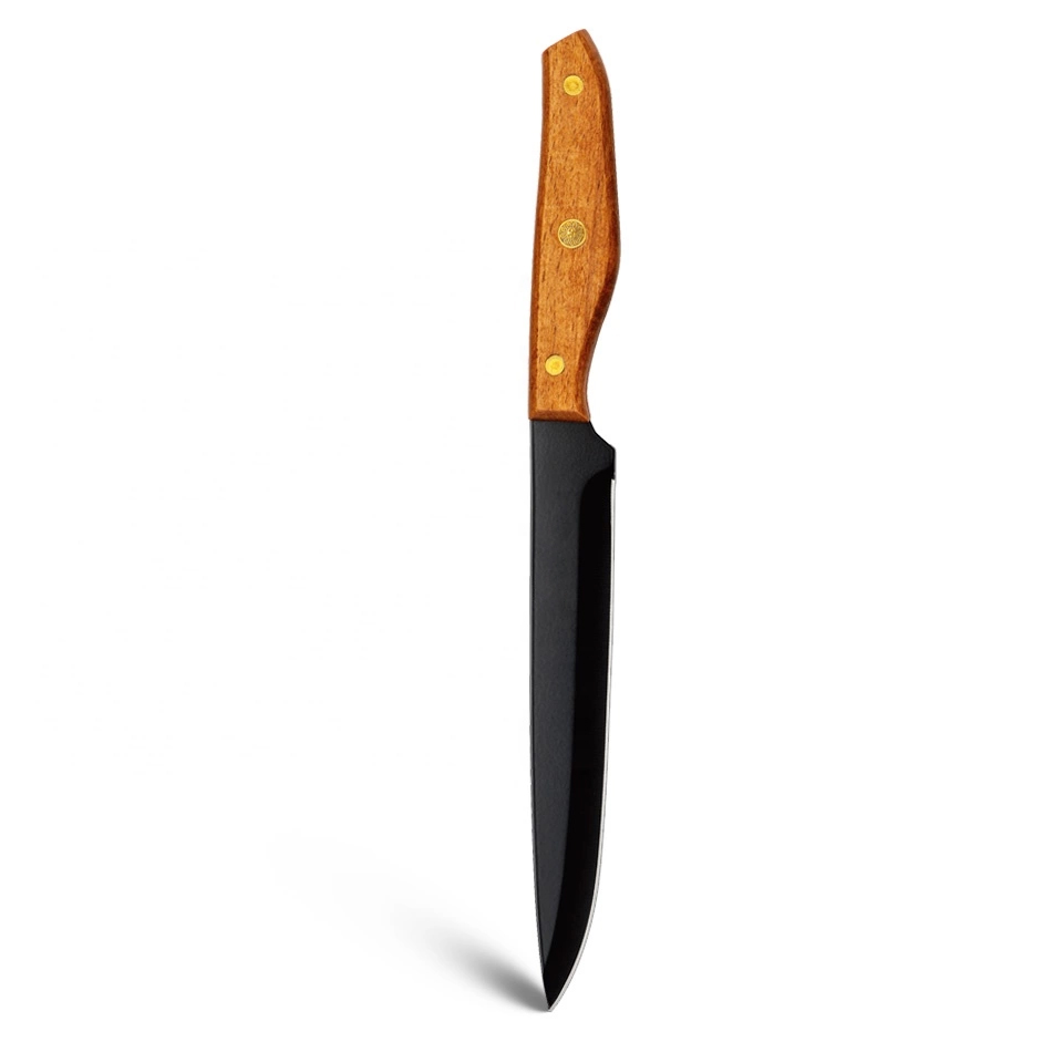 Деревянная ручка 6шт ножей шеф-повара набор с ножей точилка на деревянной подставке
