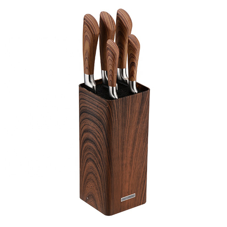 Кухонный король гладкий деревянный с покрытием 6 шт. Нож шеф-повара набор с гибким стендом